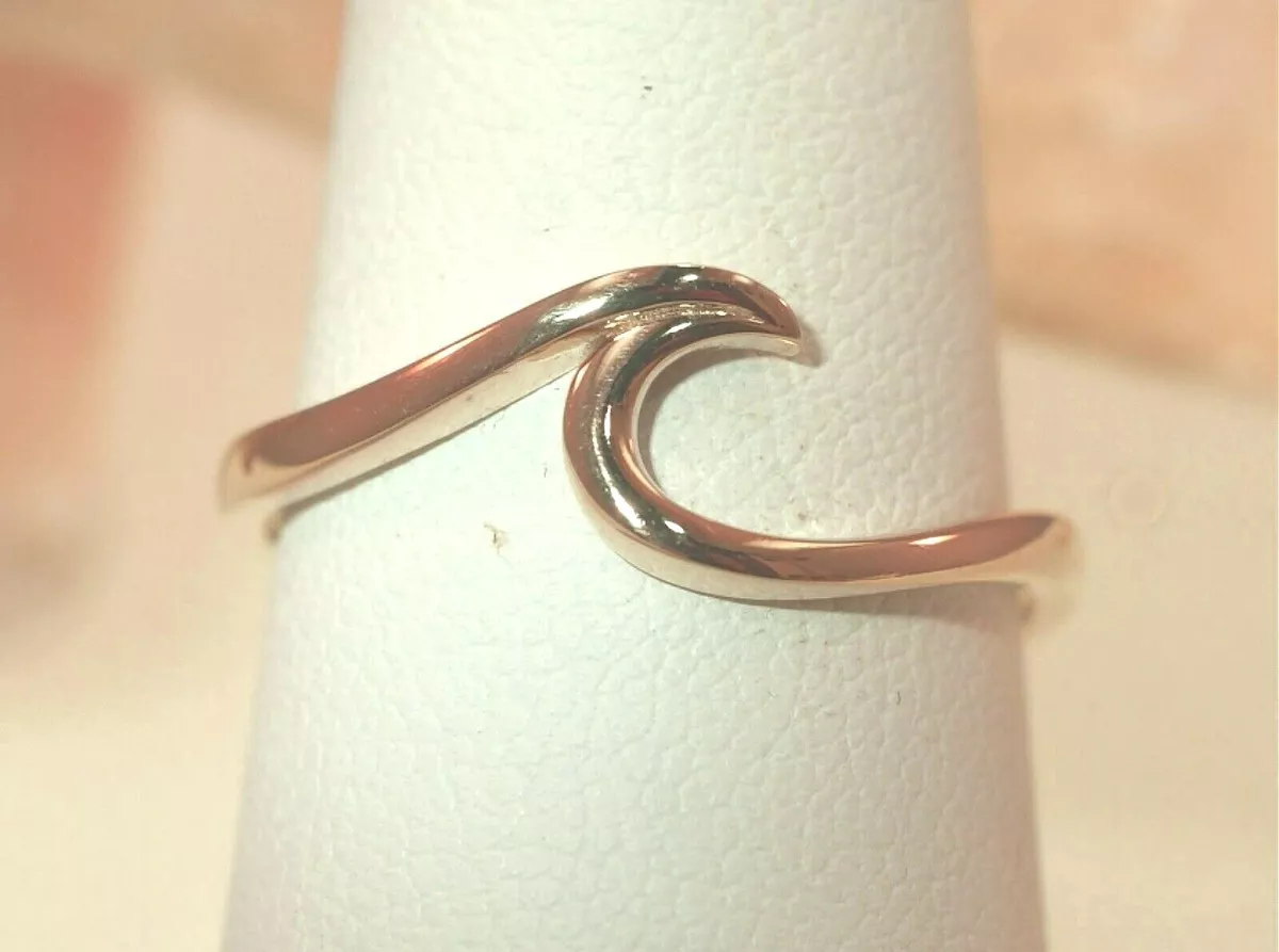 Solid rose gold wave best sale ring