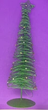 Large 24” Green Metal Wire Spiral Christmas Tree w/Colored Balls Tabletop SALE!