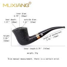 MUXIANG Sandblasted Briar Tobacco Pipe Wooden Dublin Pipe 9mm Acrylic Bent Stem