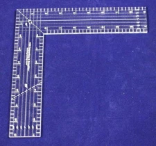 9"  L-Shaped Ruler.  Acrylic  1/4" thick. Quilting/Sewing/Template