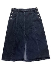 GAP 1969 Side Snap Midi Skirt Denim Dark Blue Wash Size 30