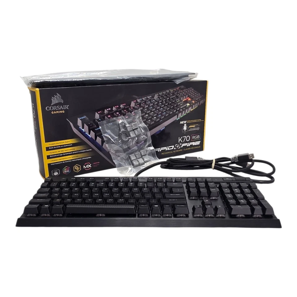 CORSAIR K70 RGB Rapidfire Cherry MX Speed Mechanical Gaming Keyboard - Image 2 of 4