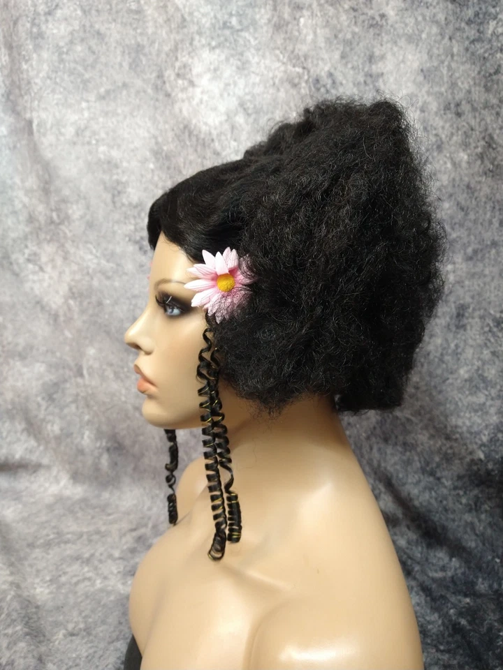 Peluca Polinesia Rosa Margarita Hippie Afro Años 60 Woodstock Disco Island Gal FlowerChild Foto 4 de 4