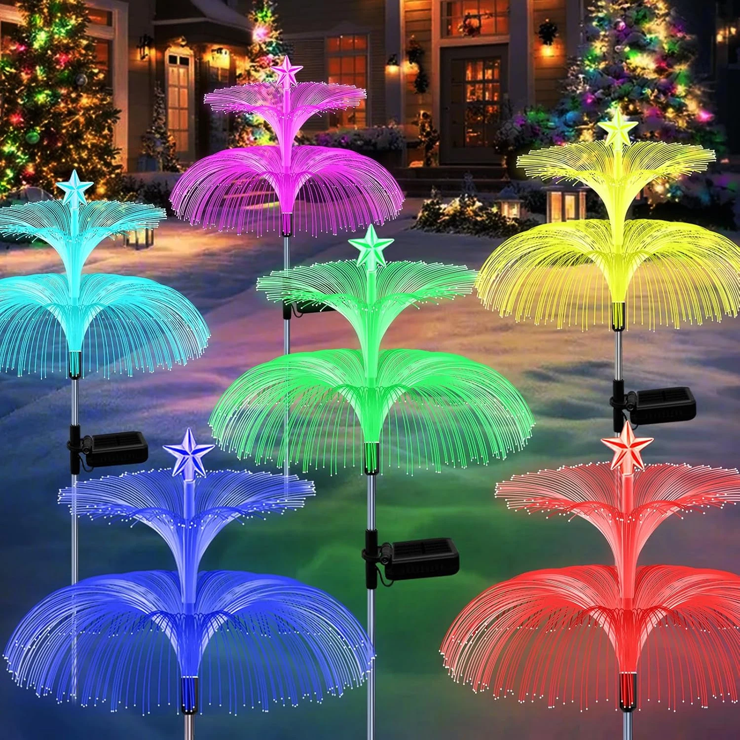 Color Changing Solar Jellyfish Lights - 6 Pack Outdoor Garden Decor