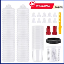 50 Pack PPS CUPS Disposable Paint Spray Gun Cup Liners and Lid System (125 Mic)