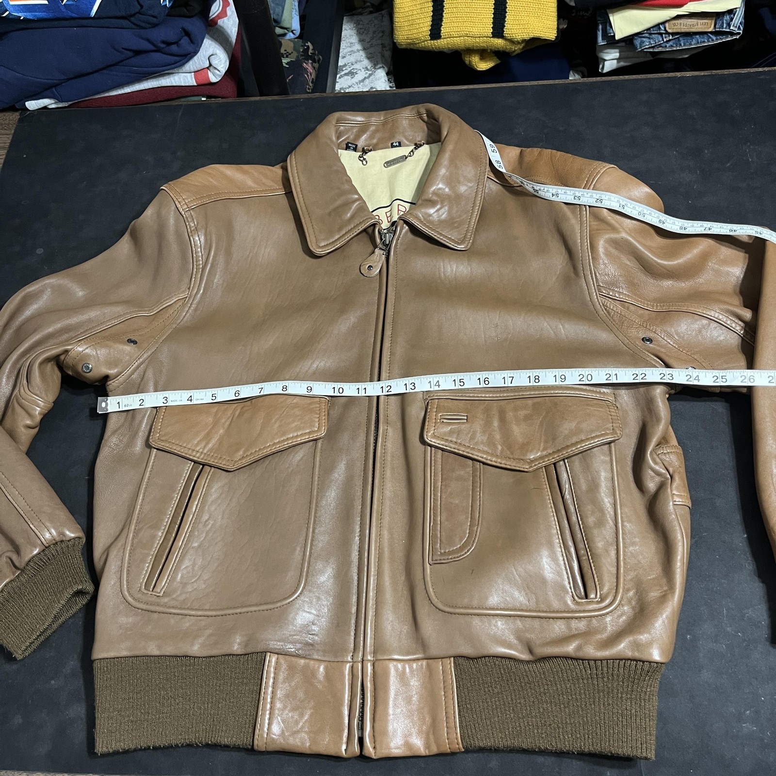 Top Gun Leather Bomber Jacket Members Only Voyager Vintage A2 Brown Flight Pilot image 4