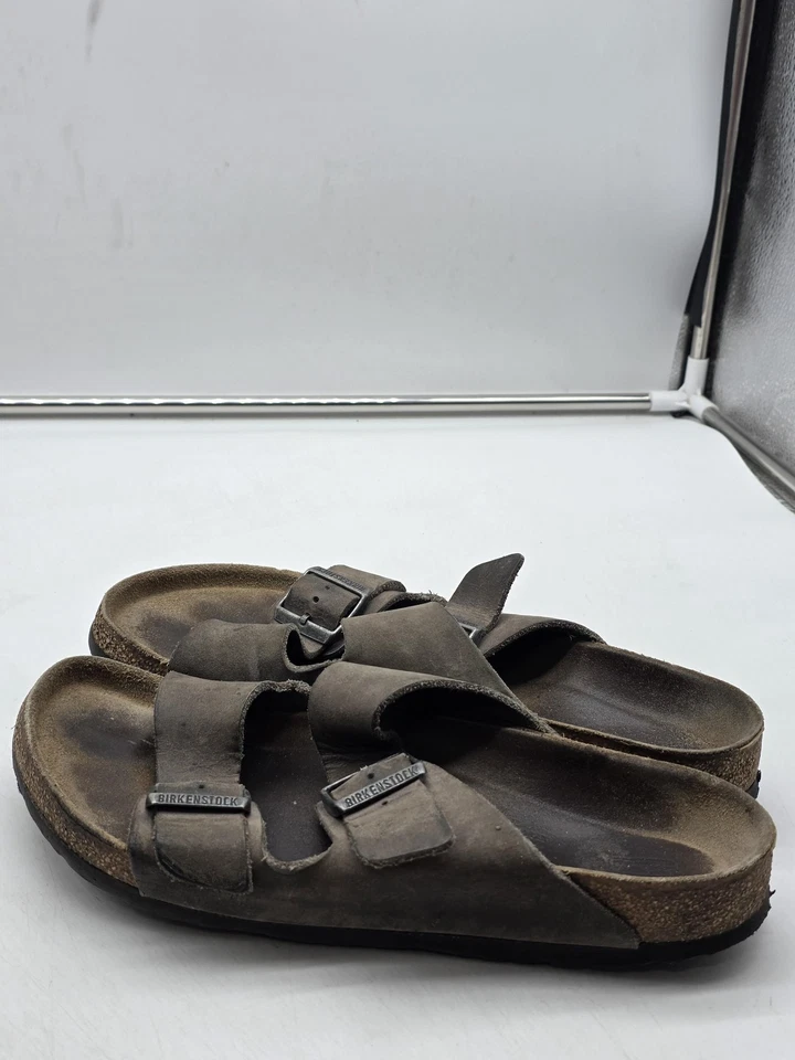 Sandalias Birkenstock Arizona para hombre talla 9 cuero marrón doble correa deslizable cómodas Foto 4 de 4