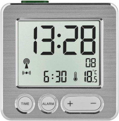 TFA Dostmann 60.2545.54 Digitaler Funk-Wecker, Kunststoff, Weiß/Silber, L 66 X B