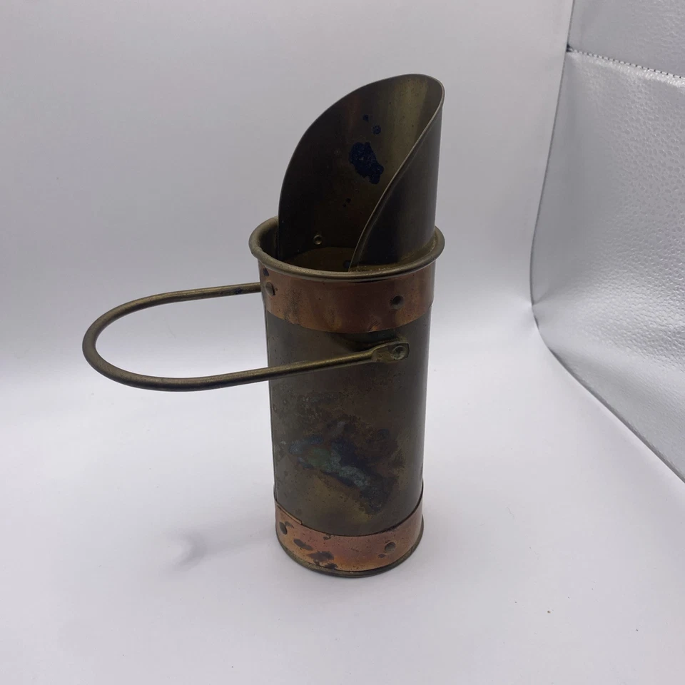 Antigua chimenea vintage de latón y cobre con cuchara de ceniza decoración rústica Foto 3 de 4