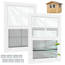 12" x 18" Shed Window with Tempered Glass, 2 Pack Flush Mount Windows for She...