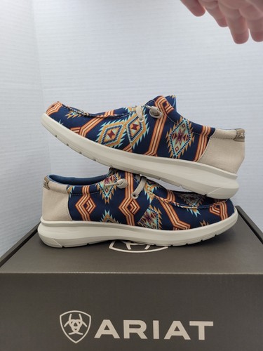 Scarpe casual Ariat uomo 10 EE Hilo Navy Cave Creek Southwest marrone chiaro slip-on 10053675 - Foto 9 di 13