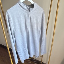 Gray Waffle-Knit 1/4 Zip Mock Neck Long Sleeve Pullover Men's Sweater