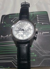 NEW Morphic MPH1503 Mens M15 Series Watch Chronograph SS Case Black Leather Band