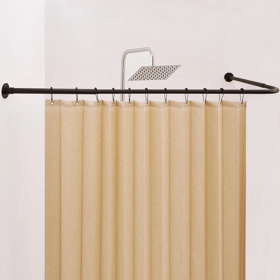 Регулируемый L-образный угловой занавес для душа — матовый черный, 39–68,5 дюйма x 55–84,2 дюйма - Изображение 3 из 4