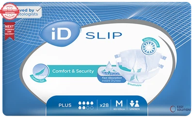 ONTEX 28 x iD Slip Plus | Medium |Unisex Adult Incontinence Slips |1 Pack of 28