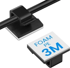 30 Pcs Small Black Adhesive Cable Clips for Cord Management Small, 