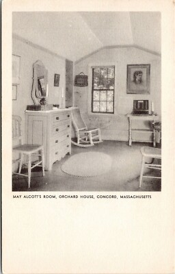 #ad Orchard House Interior May Alcotts Room Concord Massachusetts BW Postcard $4.49