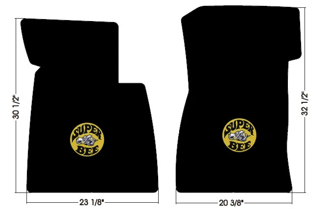 НОВЫЙ! ЧЕРНЫЕ НАПОЛЬНЫЕ КОВРИКИ 1968-1970 Dodge Coronet Super Bee вышитый логотип набор из 4 шт. - Изображение 4 из 4