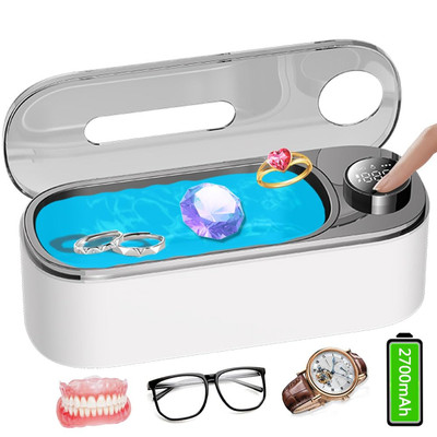 Ultrasonic Jewelry Cleaner, Battery Powered with 3 Timer LED Screen Portable Hou