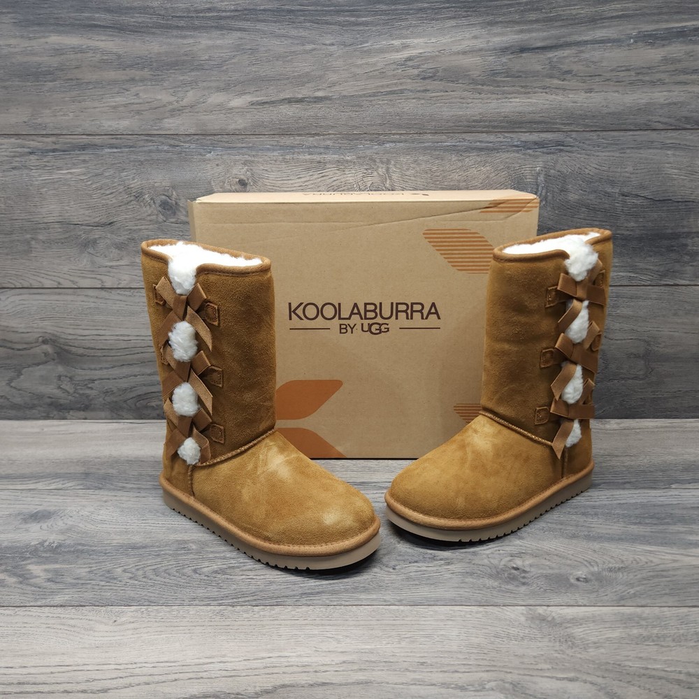 Ugg Victoria Tall Size 6 Boots Chestnut Tan Koolaburra Ladies Women's Bows New