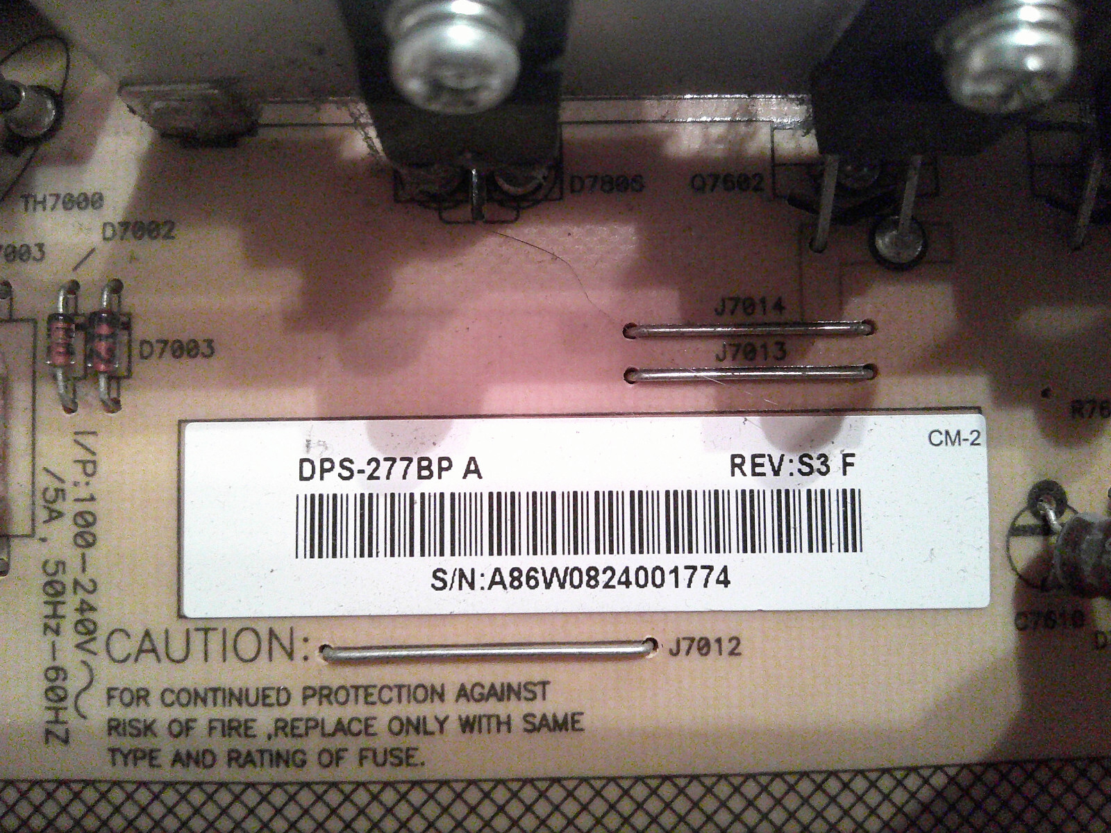 RDENCA295WJQZ Power Supply Board DPS 277BP A Sharp LC 52SB55U Known 