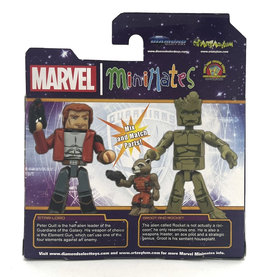 Minimates Marvel Guardianes de la Galaxia Star-Lord Rocket Groot Walgreens Excl Foto 2 de 3