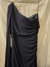 VINCE CAMUTO Size 4P Shift Dress Blue Rhinestones Beads Cape Overlay(SV-111)