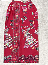 Indonesian Traditional Cassowary Birds Women's Medium 39" Tall Long Skirt Red