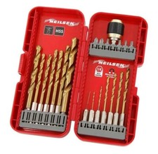21 Pc Quick Change HEX Shank Twist Drill and Bit Set - Metal Wood and Plastic