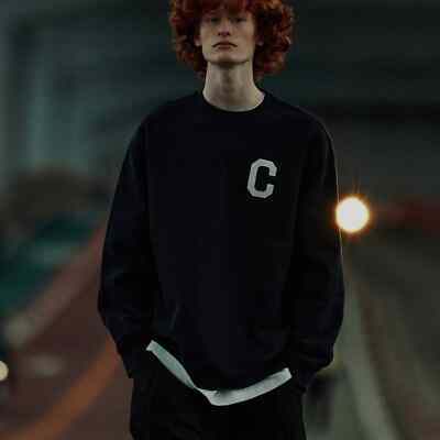 スウェット・トレーナー COVERNAT Small Authentic Logo Man to Man Black Covernat Unisex C Logo Black Cotton Sweatshirt Size M | eBay