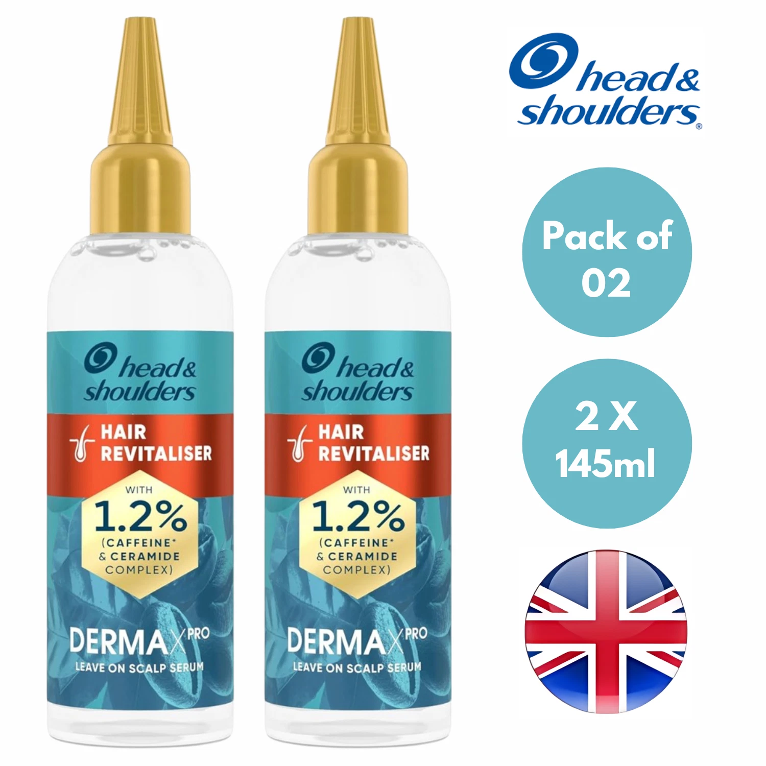 2x Head & Shoulders Hair Growth Serum DERMAXPRO Dandruff Scalp Treatment 145ml