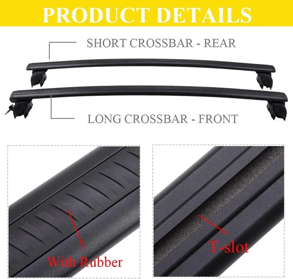 Barra transversal portaequipajes de techo 330 lb para equipaje Acura MDX 2022-2026 bloqueable Foto 3 de 4