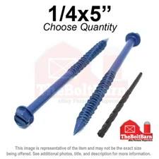 1/4x5" Slotted Hex Washer Head Phillips Piercing Point Concrete Screws Blue