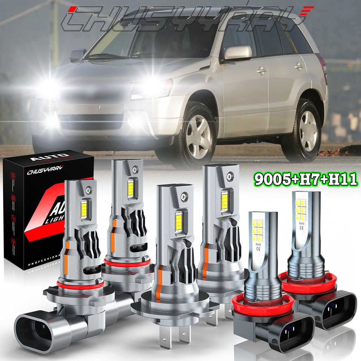 For Suzuki Grand Vitara 2006-2013 6X LED Headlight High&Low + Fog
