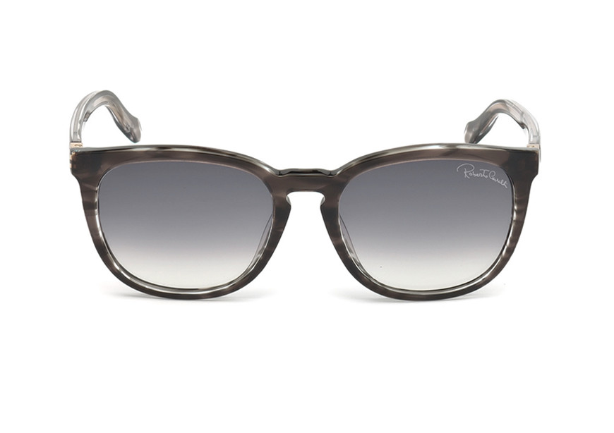 Круглая пластиковая оправа солнцезащитных очков Roberto Cavalli Zavija 1019-F 05B серого цвета 56-18-140 38990₽