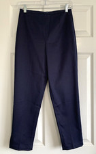 St John Sports Marie Gray Pants Womens 4 Navy Blue Ankle Straight USA Old Money