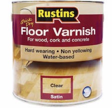 1ltr Rustins Clear Quick Drying Water Based Floor Varnish Satin AFCS1000