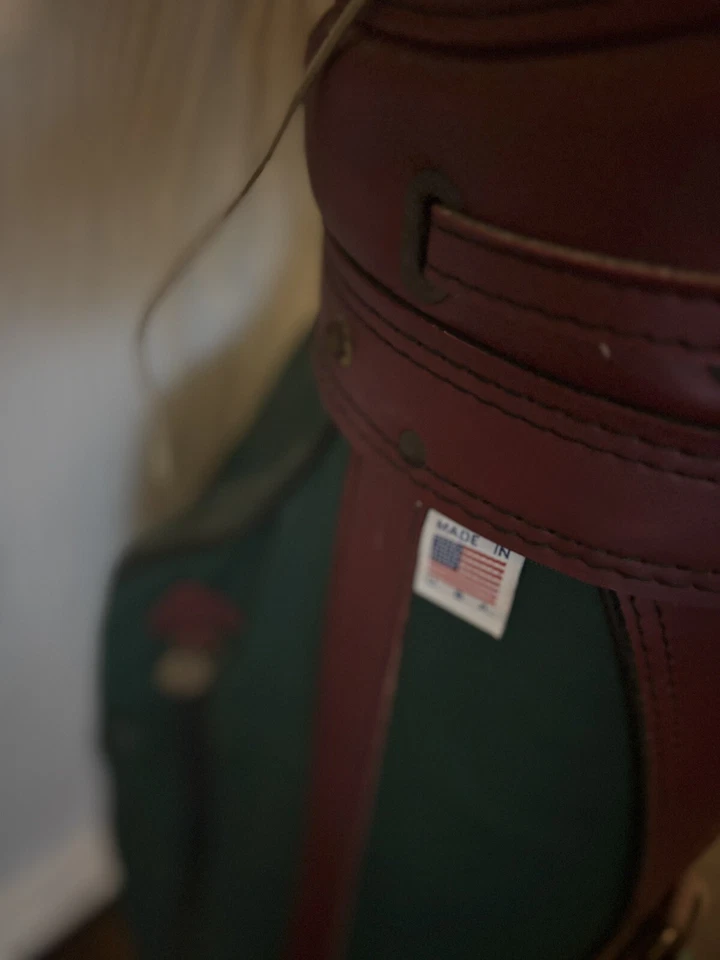 Bolsa de golf vintage Hot-Z de cuero/lona marrón verde Pro Group Inc hecha en EE. UU. Foto 4 de 4