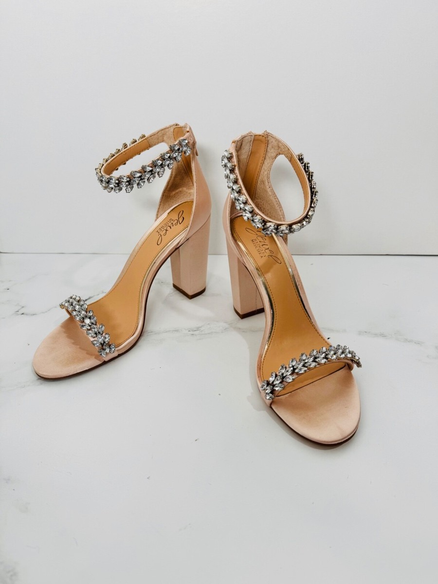 Jewel Badgley Mischka Mayra Ankle Strap Evening Shoe Bridal Shoes- Size