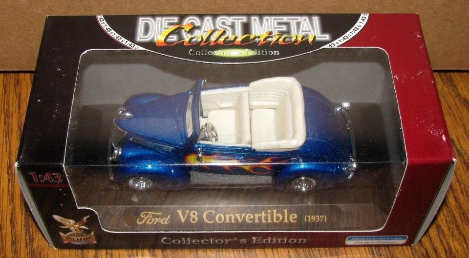 Ford 1937 Hot Rod V8 Convertible Car BLUE 1:43 Yat Ming Toy 94243A Hand Made New - Image 2 of 4