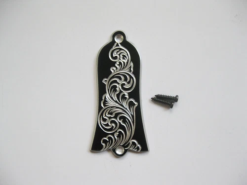 Hand engraving scrollgrass aluminum truss rod cover fits most Gibson guitars