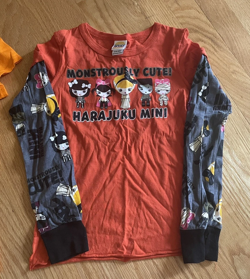 Lote de 2 camisetas Jack o Lantern Halloween y Harajuku manga larga niñas S 6/6X Foto 2 de 4