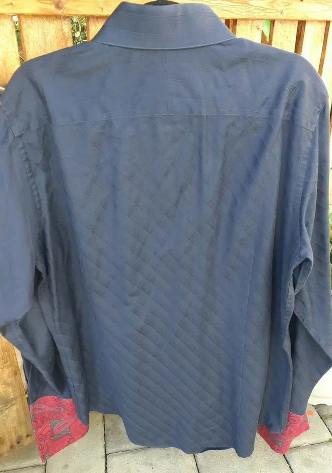 Puños franceses Banana Republic para hombre púrpura, rojo paisley, talla grande. 100% algodón Foto 3 de 4