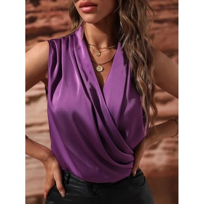 Wrap sleeveless cheap top