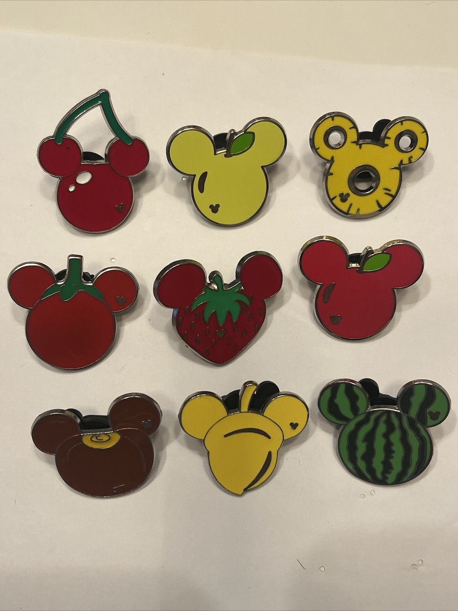 Disney Hidden Mickey Pins: Nine Assorted Mickey-head Fruits And