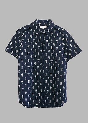 Chinti + Parker Navy Pineapple Print Cotton Poplin Shirt Chinti + Parker Navy Pineapple Print Cotton Poplin Shirt
