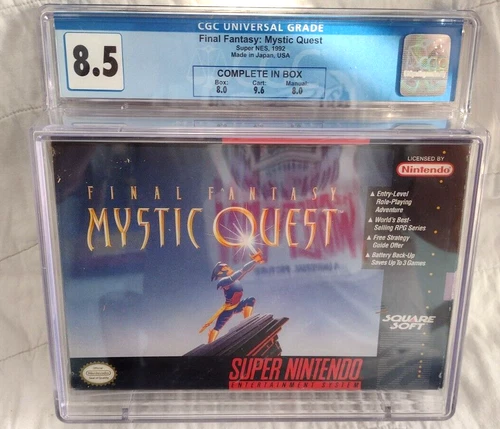 Final Fantasy Mystic Quest Complete -CGC Graded 8.5 Box 8.0,Cart 9.6, Manual 8.0