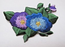 4536 Purple Blue Flower Embroidery Iron On Appliqu Patch