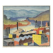 Blanche Lazzell – The Monongahela at Morgantown – Modernist River Print