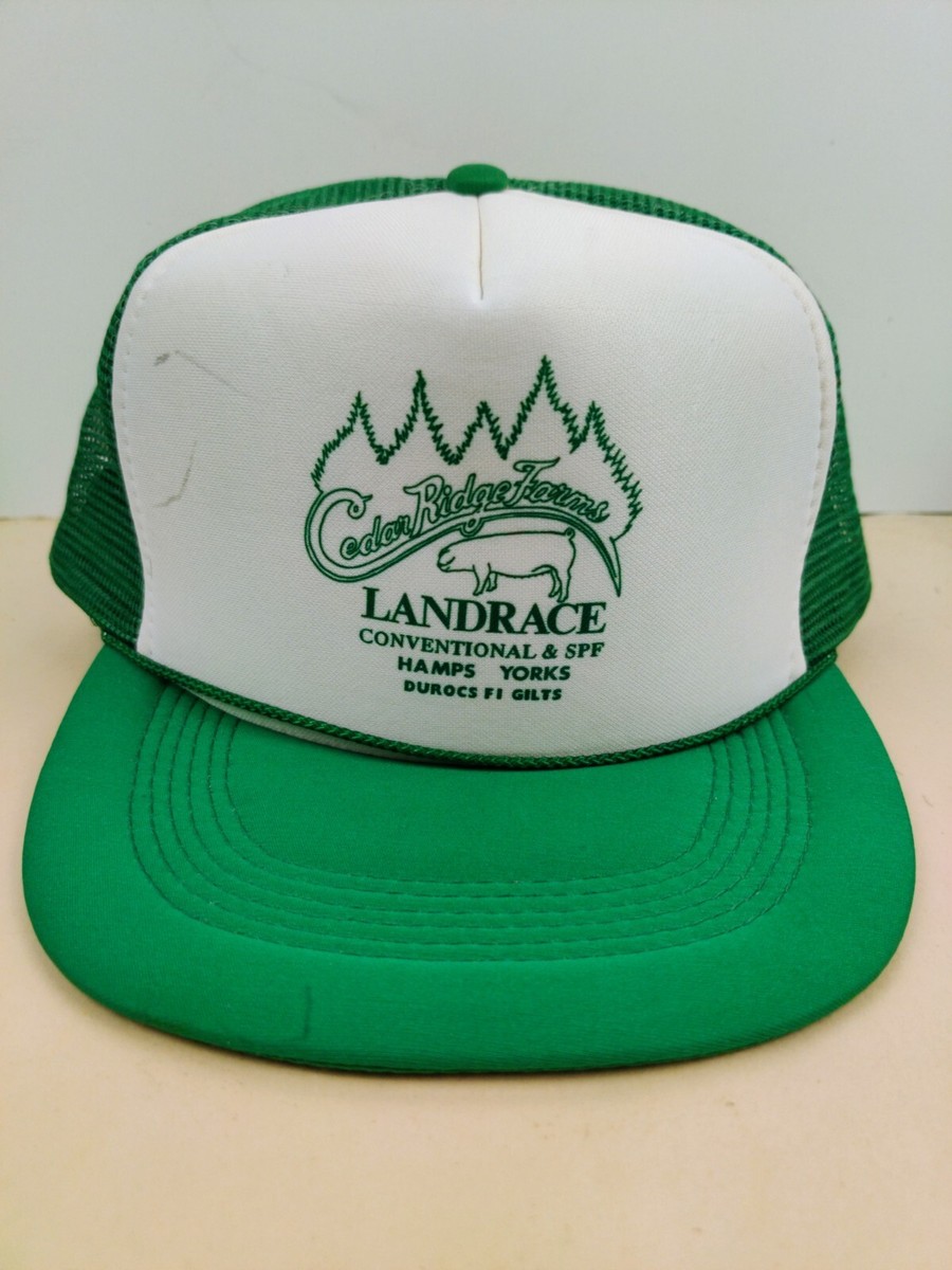 Vintage Cedar Ridge Farm Landrace Hamps Yorks Trucker Hat Snapback Cap